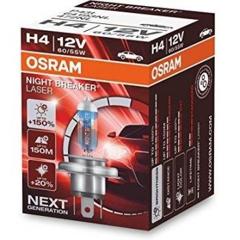 OSRAM NIGHT BREAKER LASER H4, Gen 2, +150% más luz, bombilla H4 para faros delanteros, 64193NL, 12V, estuche plegable