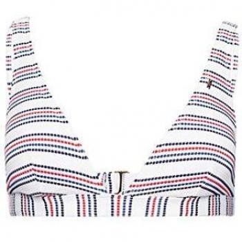 Superdry Mujer Top de Bikini a Rayas Edit Rayas Blancas 34