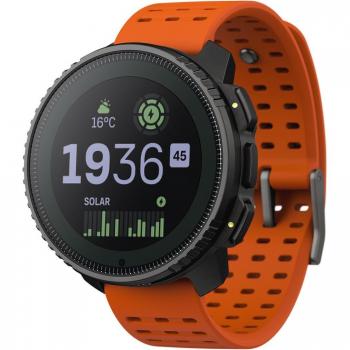 Suunto Vertical Solar Steel Canyon Naranja - Reloj GPS con panel solar, diseño de acero, resistente al agua, altímetro barométrico, brújula integrada, seguimiento de rutas y actividad física