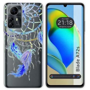 Funda Silicona Transparente con Diseño de Plumas para Zte Blade A72s