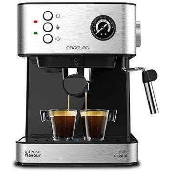Cecotec Cafetera Express Power Espresso 20 Professionale. 850 W, 20 Bares, Manómetro, Depósito de 1,5L, Brazo Doble Salida, Vaporizador, Superficie Calientatazas, Acabados en Acero Inoxidable