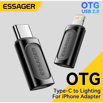 Adaptador de Iluminación Essager USB Tipo C a Lightning PD 20W con Carga Rápida para iPhone 15, 14, 13, 12 Pro Max