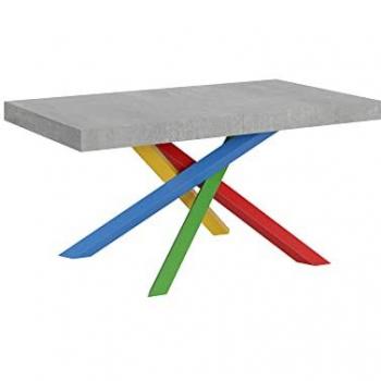 Mesa extensible Volantis 90x160/420 cm, tablero de hormigón, marco multicolor 4/B