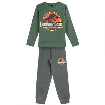 Chándal Infantil Jurassic Park Verde oscuro - Conjunto Completo de 2 Piezas - Talla 5 Años - Elaborado con Algodón y Poliéster - Colores Verde y Gris - Producto Original Diseñado en España