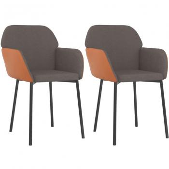 vidaXL Set of 2 Dark Gray Fabric and Faux Leather Dining Chairs