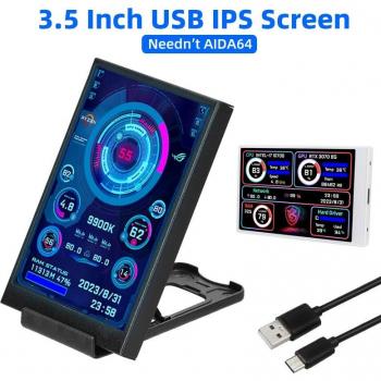3.5 Inch IPS Type C USB Secondary LCD Monitor for Computer CPU GPU RAM HDD Display 320x480