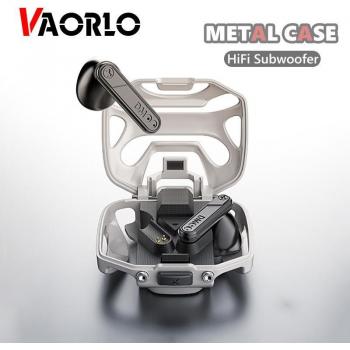 Auriculares Inalámbricos VAORLO con Funda de Metal, Estéreo HiFi, Subwoofer, Micrófono y Certificación IPX5, Intrauditivos Impermeables para Todos los Smartphones - Blanco