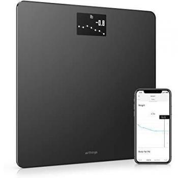 Withings Body Báscula inteligente con conexión Wi-Fi y seguimiento del IMC, báscula digital de baño con sincronización con la aplicación móvil por Bluetooth o Wi-Fi