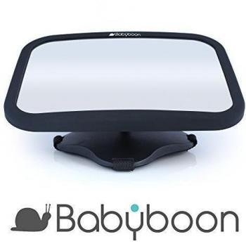 Espejo retrovisor bebé coche - Visión excelente de su bebé en asiento trasero a contramarcha. Espejos premium Babyboon especialmente diseñados para la seguridad: Vidrio templado resistente a impactos| Correas de sujeción antibalanceo | Regulable 360 