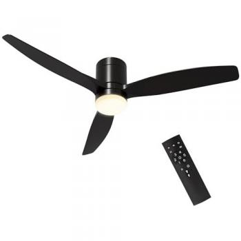 Ventilador de Techo Homcom con Luz LED 46W Ø132cm, 3 Aspas Reversibles, Silencioso, Control Remoto, 6 Velocidades, Efecto para Dormitorio 10~15