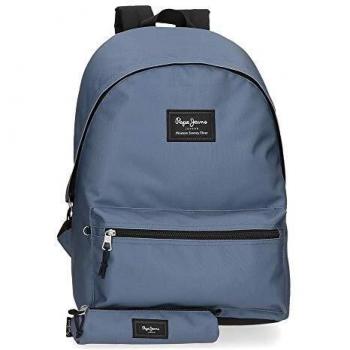 Pepe Jeans Aris Mochila para Portátil 15,6 + Estuche Escolar Azul 31x44x17,5 cms Poliéster 23.87L