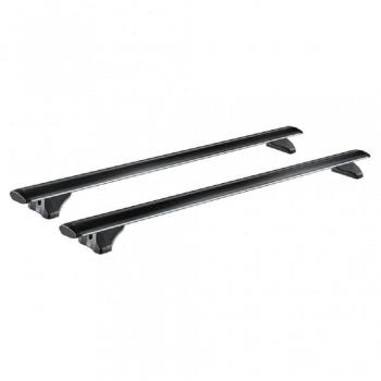 Arearicambi – Barras portaequipajes cruz modelo Airo Fix Dark aerodinamiche de aluminio color negro. 128cm plateado