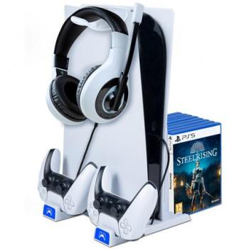 Estación de Carga y Soporte para Controladores DualSense de PS5/PS5 Slim, Blanco