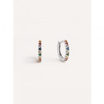 Pendientes Singularu Aro Colors - Elegantes pendientes de aro en Plata de Ley con baño de Rodio y Circonitas, perfectos para cualquier ocasión.