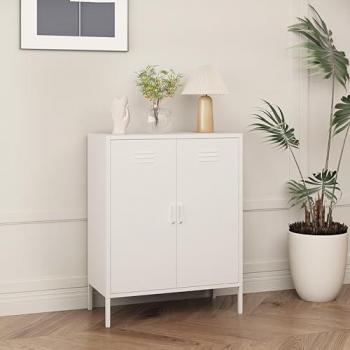 Armario Archivador Pyhäranta Acero 102x80x40cm Blanco Mate con 2 Puertas y 3 Compartimentos Regulables