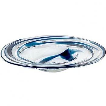 Centro de Mesa 37cm en Cristal Blanco, Azul y Marrón Índigo - Decoración Elegante para el Hogar