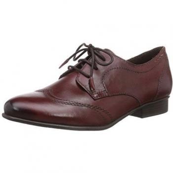 Tamaris 23203 - zapatos con cordones de cuero mujer, color rojo, talla 39