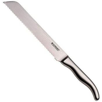 Cuchillo para pan de acero Damasco con mango de madera de olivo Le Creuset