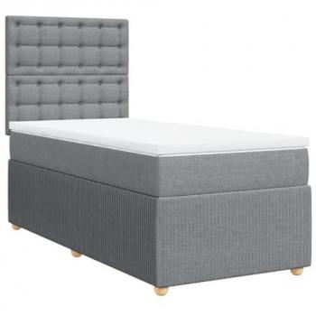 Cama box spring suave con colchón tela gris claro 80x200 cm
