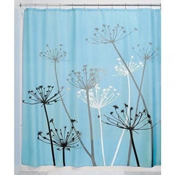InterDesign - Thistle - Cortina para ducha, 180 x 180 cm, Azul/Negro