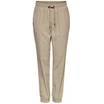 Only Kelda Emery Beige Mid Waist Regular Fit Trousers