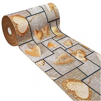 Alfombra de Cocina Antideslizante Lavable Shabby Chic Corazones Amarillos 54x140 cm Made in Italy