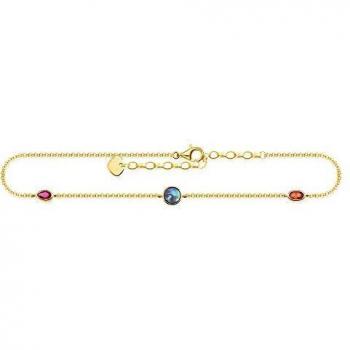 Tobillera Thomas Sabo piedra de colores en plata bañada en oro de 18k