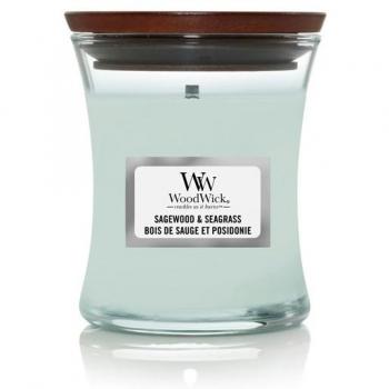 WoodWick Sagewood & Seagrass Scented Candle with Wooden Wick - 85g