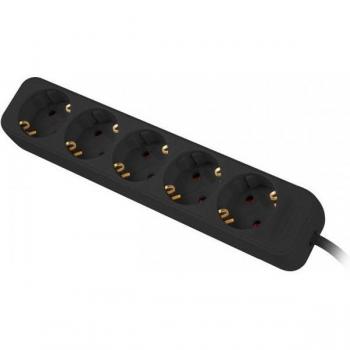 Lanberg PS0-05F-0300-BK Regleta de 5 Tomas Schuko con Cable de 3 Metros - Color Negro
