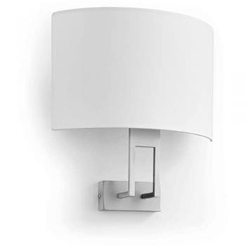 Aplique Clásico E27 40W Ø45 Níquel Satinado con Pantalla de Algodón Blanco - Iluminación Suave