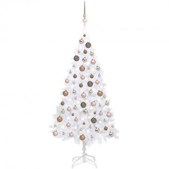 vidaXL Artificial Pre-lit Christmas Tree with Ball Set White 180 cm PVC