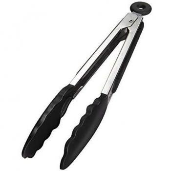 iNeibo Pinzas de Cocina en Acero INOX Silicona de Grado Alimenticio Resistente al Calor Limpia Fácil Ahorra Espacio Buen Agarre Tamaño 23cm para Barbacoa Cocina
