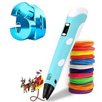 Bolígrafo 3D, bolígrafo de impresión 3D inteligente con filamento de 12 colores, compatible con PLA y ABS, Pantalla LCD, 3D Pen Juguetes/Regalos para Niños