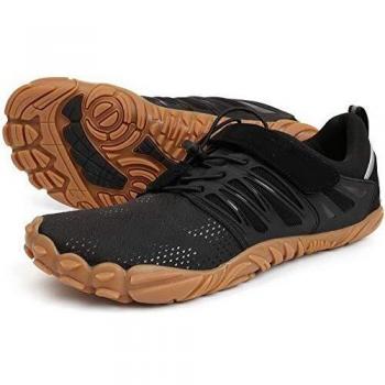 WHITIN Zapatilla Minimalista de Barefoot Trail Running para Hombre Five Fingers Fivefingers Zapato Descalzo Correr Deportivas Fitness Gimnasio Calzado Asfalto Negro 42 EU