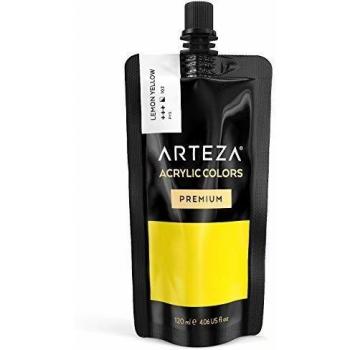 ARTEZA Pintura acrílica | Color Amarillo Limón | Bolsa individual de 120 mililitros | Pinturas acrílicas para lienzos