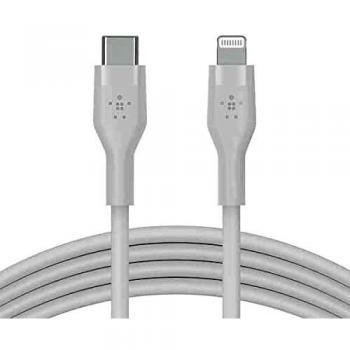 Belkin Boost Charge Flex Silicone USB-C to Lightning Cable, 1m, MFi Certified, Fast Charge PD 20W for iPhone 14/14 Plus/13/12/Pro/Max/Mini/SE/iPad, White
