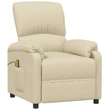 Sillón de masaje reclinable de tela crema
