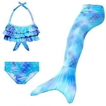 NAITOKE Niñas Cola de Sirena con Bikini para Fiesta de Natación Cosplay