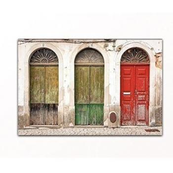 Su bilder24. de - mural decorativo en giclée sobre lienzo y bastidor XXL colores puerta de una casa vieja. Alta calidad, fabricado en Alemania., blau gelb weiß grün rot orange braun schwarz rosa, 60 x 80