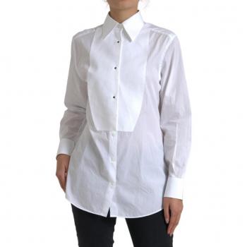 Dolce & Gabbana Cotton Collared Long Sleeves Shirt White - IT42|M, Female, Size: S, Elegant