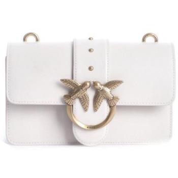 Pinko Love One Mini Shoulder Bag in White Calf Leather