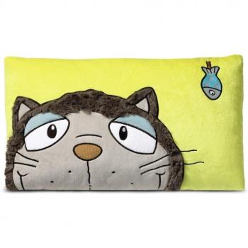 NICI - Cojín rectangular con diseño de gato, 43 x 25 cm, color gris