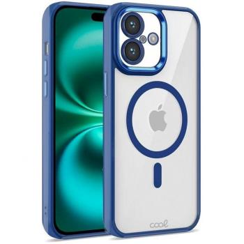 Funda Magnética Transparente Cool con Borde Azul Marino para iPhone 16 Plus
