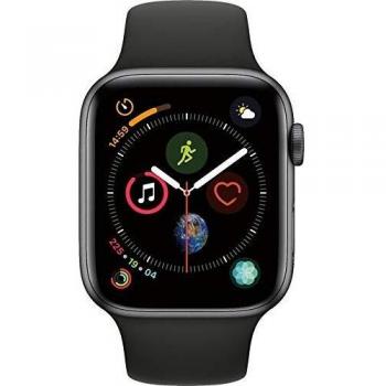 Apple Watch Series 4 (GPS, 44mm) - Space Gray Aluminum with Black Sport Band (Renewed)