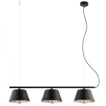 Lámpara de Suspensión Gelato EPIKASA, Acero con Recubrimiento en Polvo, Color Negro y Oro, Dimensiones 82x100x20 cm