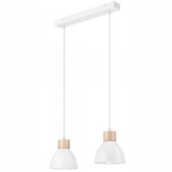 Lámpara de Suspensión Nico - Metal y Madera, Color Blanco, 82x48x15 cm