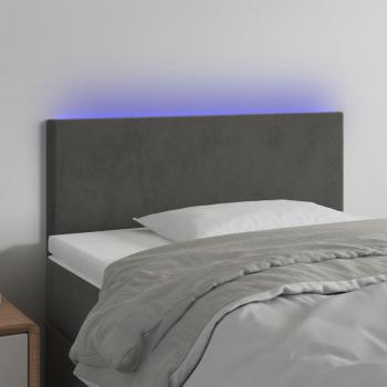 Cabecero LED de terciopelo gris oscuro 80x5x78/88 cm