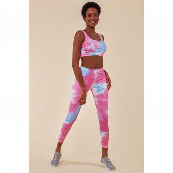 Pinkblue Tie-Dye Crop Top and Leggings Set