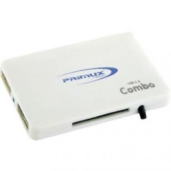 Primux Tech CR107W - Hub USB + lector de tarjetas, blanco