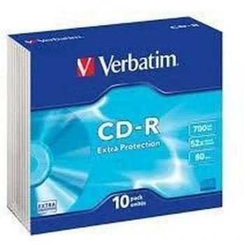 Verbatim CD-R 52x Datalife Extra Protection 700MB Slim Case - Pack of 10